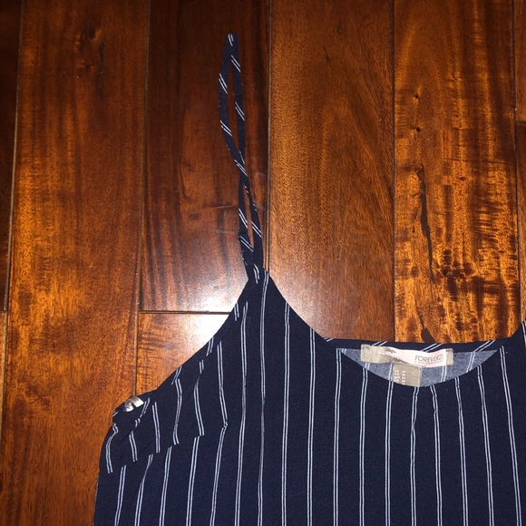 FOREVER 21 Contemporary Navy & White Striped Tank - Picture 2 of 2